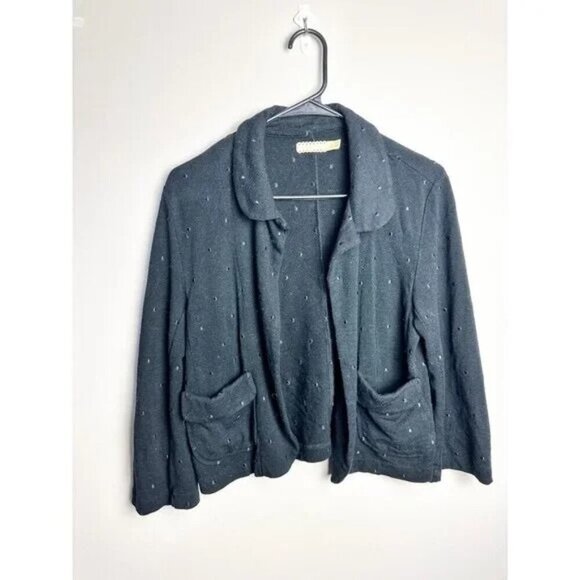 Anthropologie Pins and Needles Open Front Sweater Blazer Black Small - Picture 1 of 6
